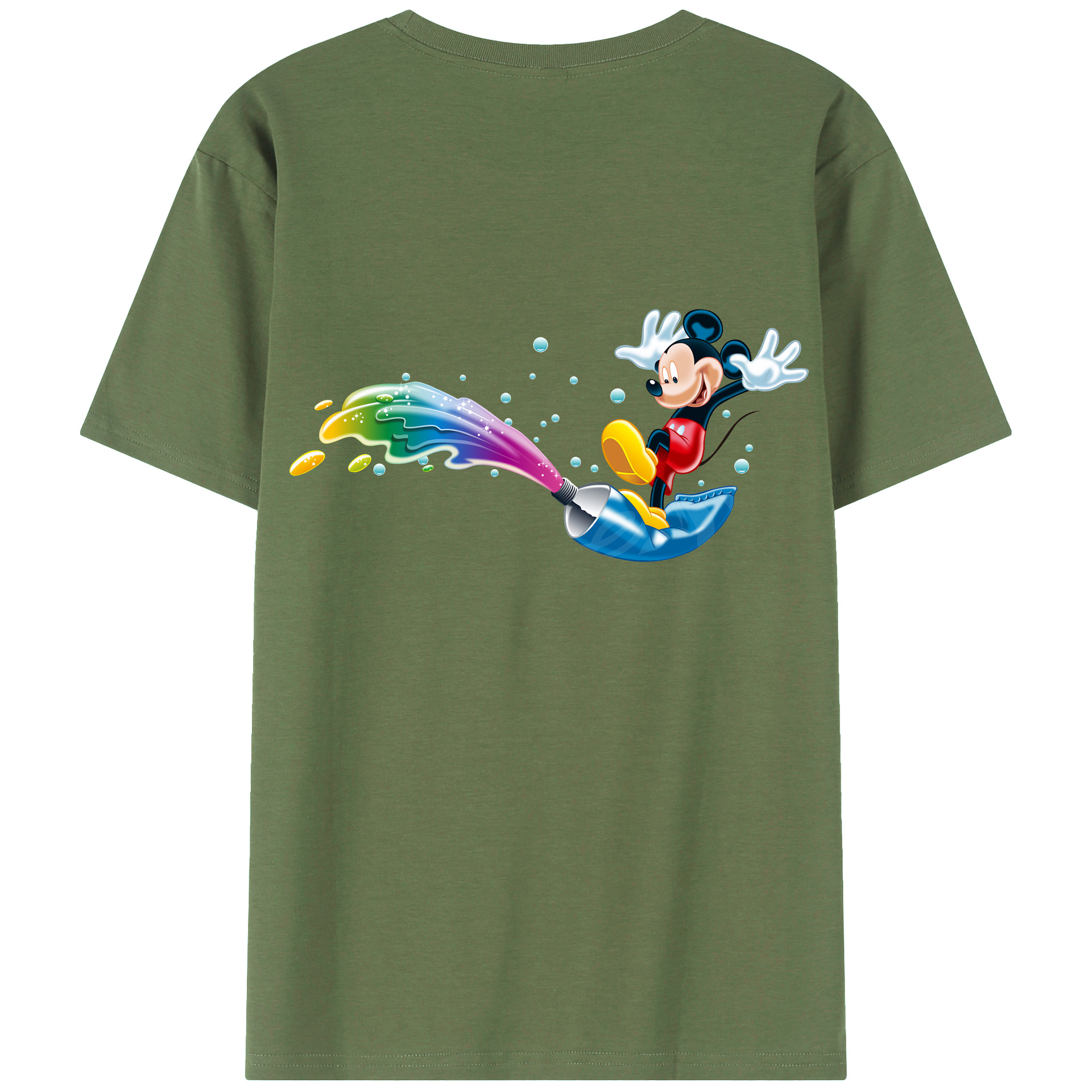 （画像用） ミッキーマウス Mickey Mouse 綿100％ メンズ半袖Tシャツ（バックプリント） 通気性
